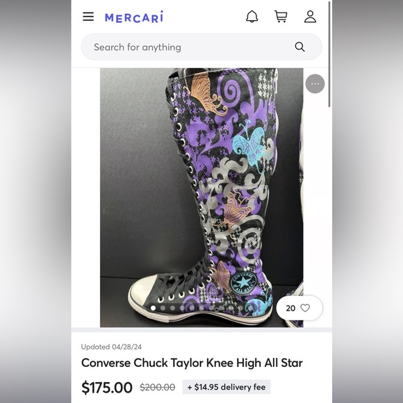 Converse Chuck Taylor Knee High Converse Size wo. 7 men 5 with gold accents - Picture 11 of 11